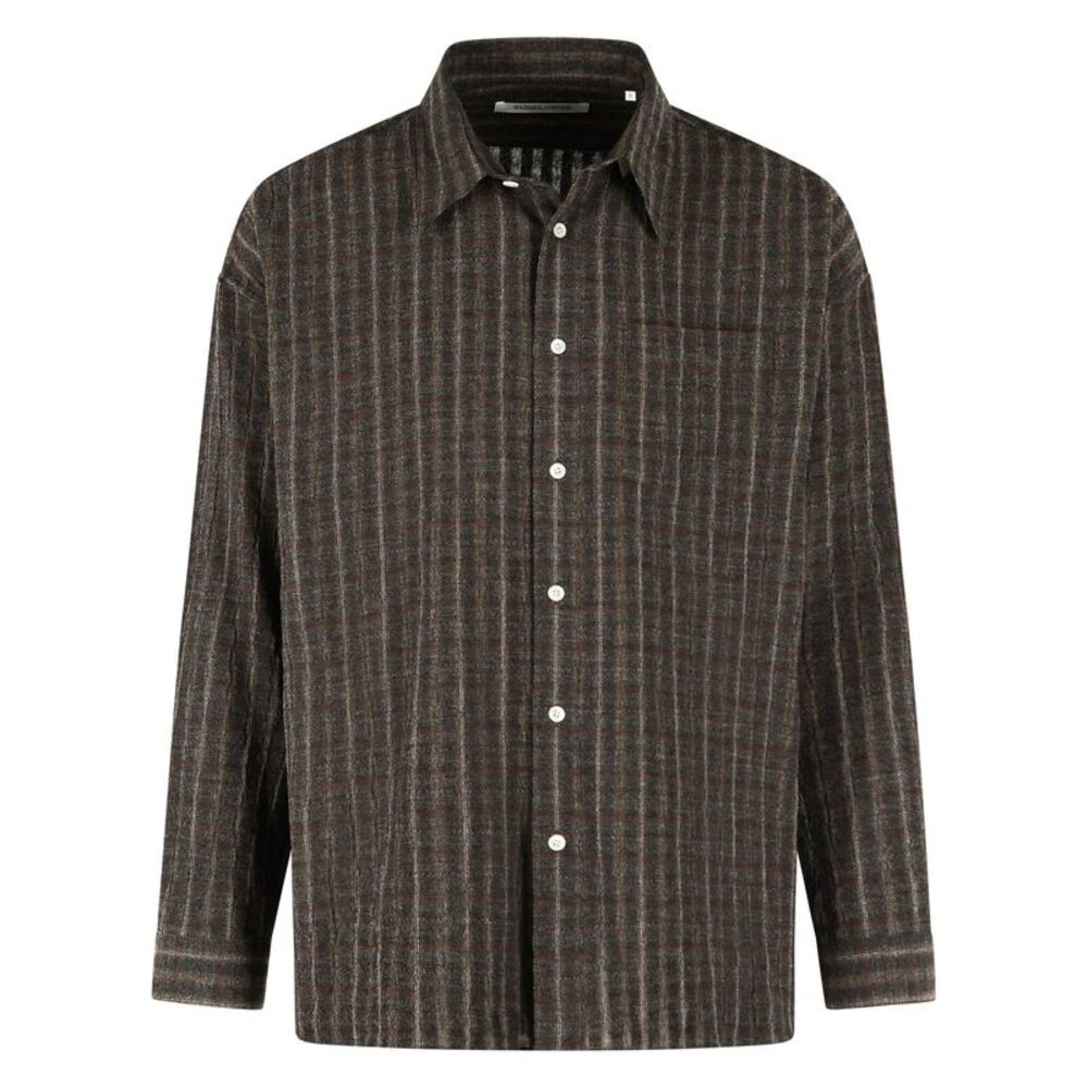 Sunflower Stable Shirt In Italian Chocolate Cotton And Wool Blend Men